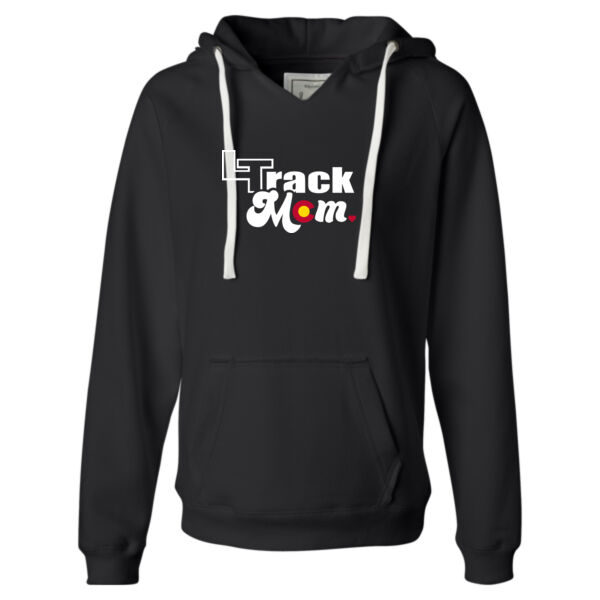 Track Mom - Ladies' Sueded V-Neck Hooded Sweatshirt Thumbnail