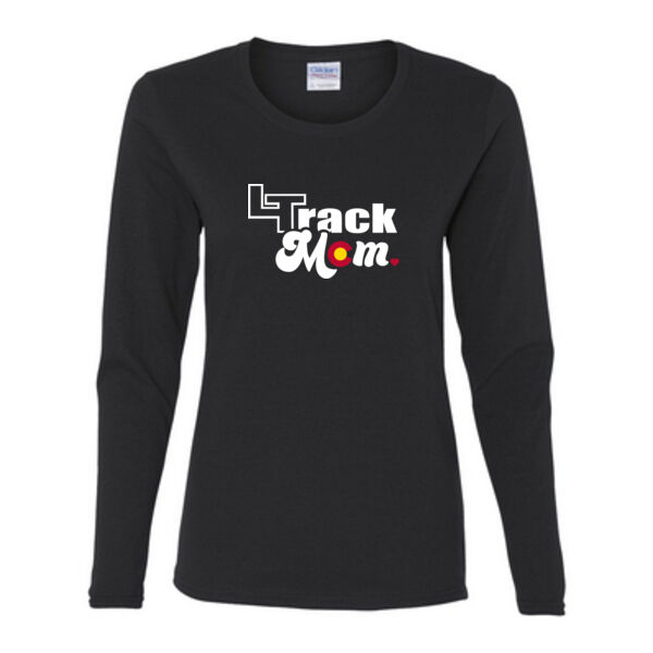 Track Mom - Gildan Ladies Ultra Cotton™ Long Sleeve Missy Fit T Shirt Thumbnail