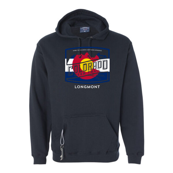 Colorado Beer Trail - update with any City / Text - Tailgate Hoodie with Beverage Insulator & Bottle Opener Thumbnail