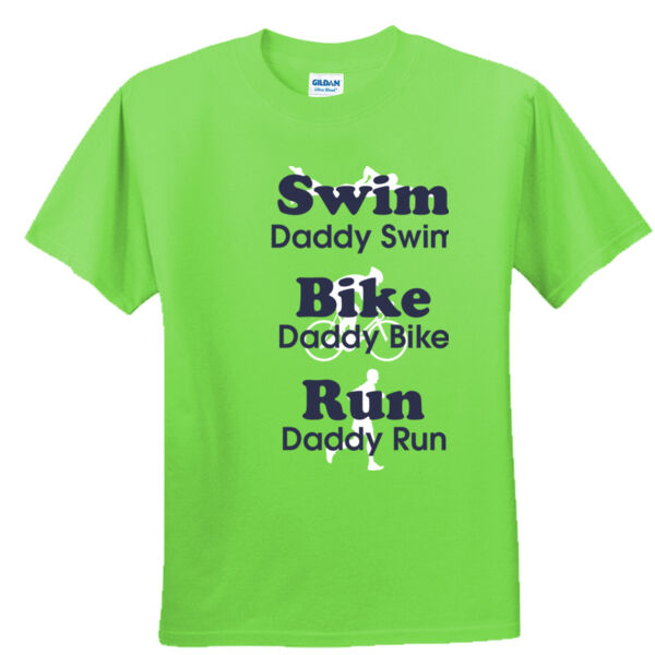Triathlon Daddy Swim Bike Run with Icons - Youth Ultra Cotton™ 100% Cotton T Shirt Thumbnail