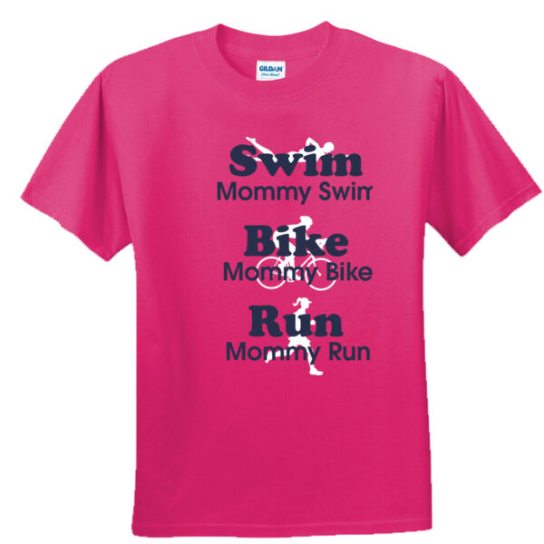 Triathlon Mommy Swim Bike Run with Icons - Youth Ultra Cotton™ 100% Cotton T Shirt 2 Thumbnail