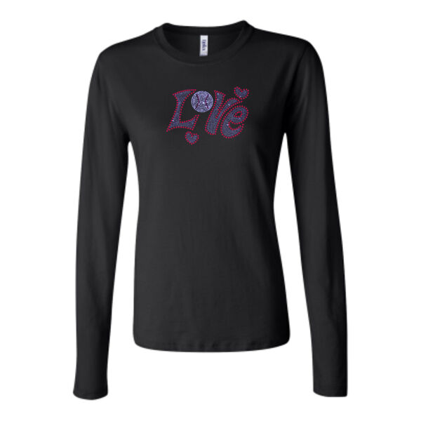 Rhinestone Baseball Love  - Bella Long Sleeve Crew Tee Thumbnail