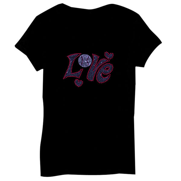 Rhinestone Baseball Love  - Bella Short-Sleeve V-Neck T-Shirt Thumbnail