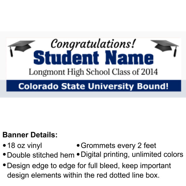 Longmont Trojans Logo Graduation Banner - 2' x 6' 18oz Vinyl Banner 2 Thumbnail