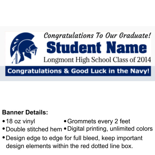 Longmont Trojans Logo Graduation Banner - 2' x 6' 18oz Vinyl Banner 3 Thumbnail