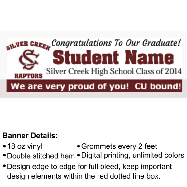 Silver Creek Raptors Logo Graduation Banner - 2' x 6' 18oz Vinyl Banner Thumbnail