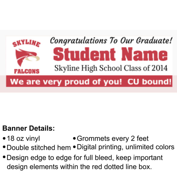 Skyline Falcons Logo Graduation Banner - 2' x 6' 18oz Vinyl Banner 5 Thumbnail