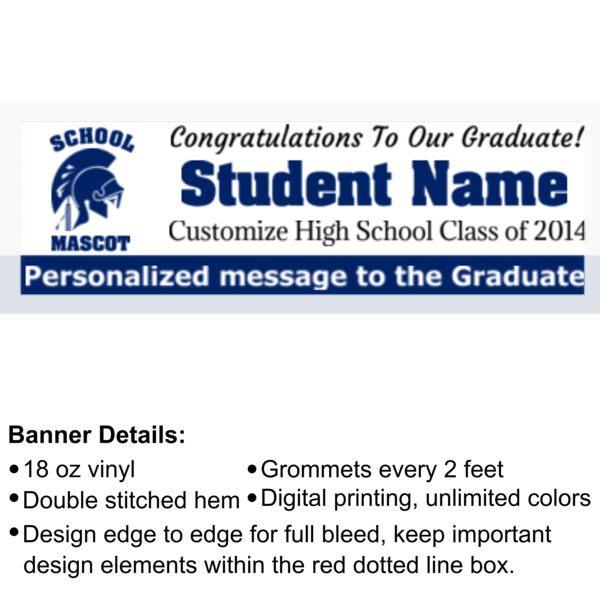 Custom Graduation Banner with School Name & Logo - 2' x 6' 18oz Vinyl Banner  Thumbnail