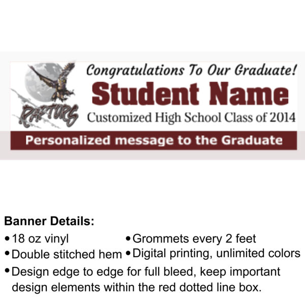 Custom School Graduation Banner with School Logo - 2' x 6' 18oz Vinyl Banner 3 2 2 Thumbnail
