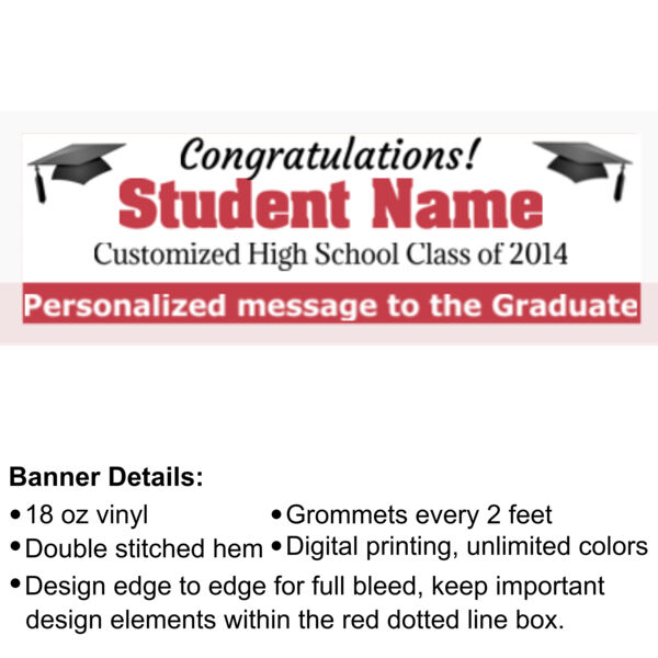Customized Graduation Banner with Grad Cap - 2' x 6' 18oz Vinyl Banner 2 3 2 Thumbnail
