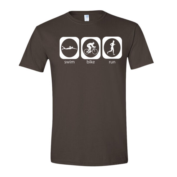 Triathlon Swim Bike Run Tri Icons - Softstyle T-Shirt Thumbnail