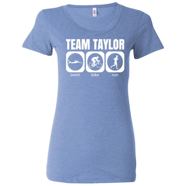 Male Triathlon Swim Bike Run Team T-shirt - Ladies' Triblend Short Sleeve T-Shirt Thumbnail