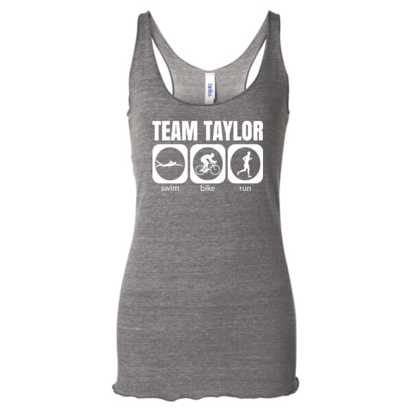 Male Triathlon Swim Bike Run Team T-shirt - Ladies' Triblend Racerback Tank Top Thumbnail