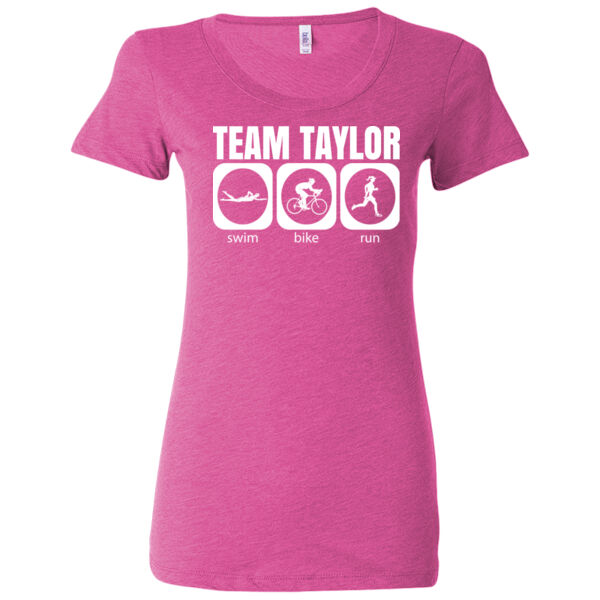 Female Triathlete Swim Bike Run Team T-shirt - Ladies' Triblend Short Sleeve T-Shirt Thumbnail
