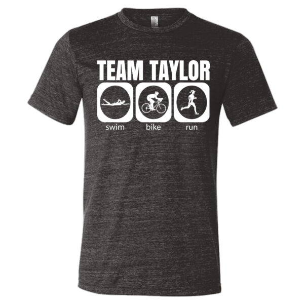 Female Triathlete Swim Bike Run Team T-shirt - Triblend Short Sleeve T-Shirt Thumbnail