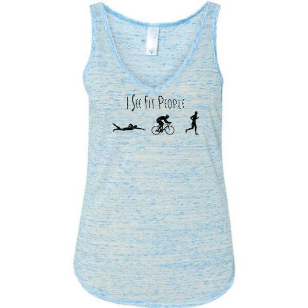 I See Fit People Male Triathlon Icons - Ladies' Flowy V-Neck Tank Thumbnail