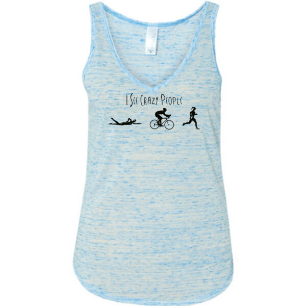 I See Crazy People Female Triathlon Icons - Ladies' Flowy V-Neck Tank Thumbnail