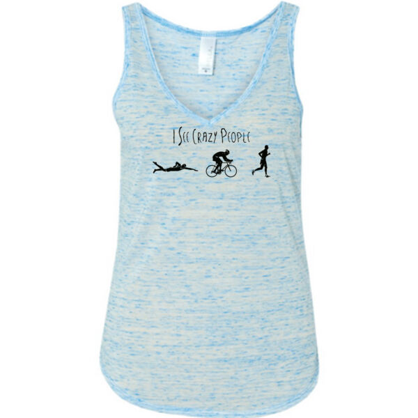 I See Crazy People Male Triathlon Icons - Ladies' Flowy V-Neck Tank Thumbnail