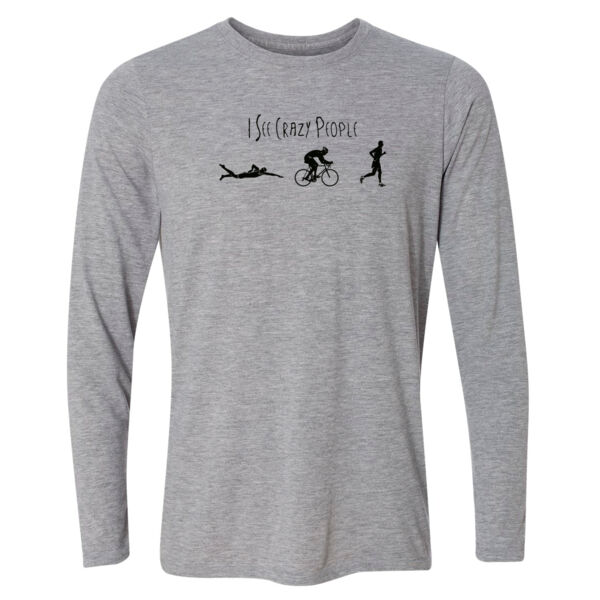 I See Crazy People Male Triathlon Icons - Light Youth Long Sleeve Ultra Performance 100% Performance T Shirt Thumbnail