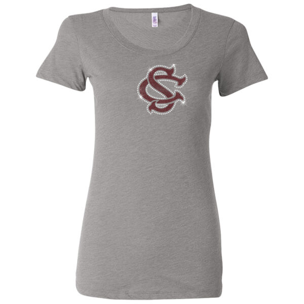 Silver Creek Interlocking SC Rhinestone Glitter Bling Design - Ladies' Triblend Short Sleeve T-Shirt Thumbnail