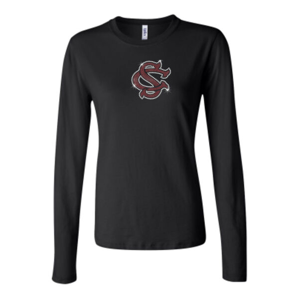 Silver Creek Interlocking SC Rhinestone Glitter Bling Design - Bella Long Sleeve Crew Tee Thumbnail