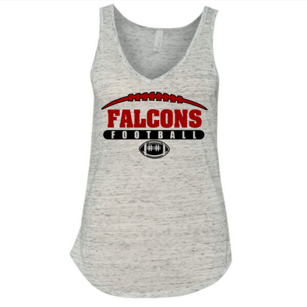 Falcons Football Outline with Player Number - Ladies' Flowy V-Neck Tank Thumbnail