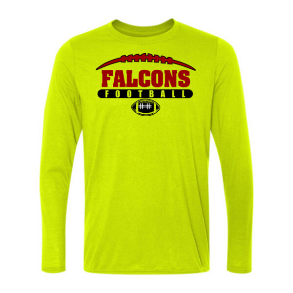 Falcons Football Outline with Player Number - Light Long Sleeve Ultra Performance 100% Performance T Shirt Thumbnail