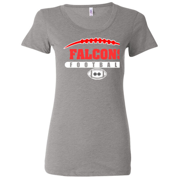 Falcons Football Outline with Player Number - Ladies' Triblend Short Sleeve T-Shirt Thumbnail