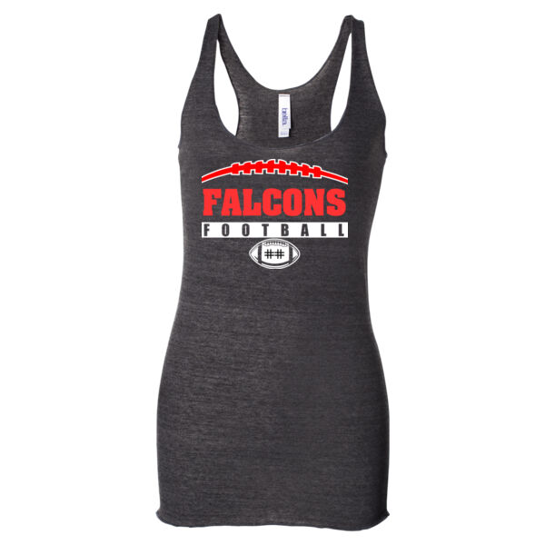 Falcons Football Outline with Player Number - Ladies' Triblend Racerback Tank Top Thumbnail