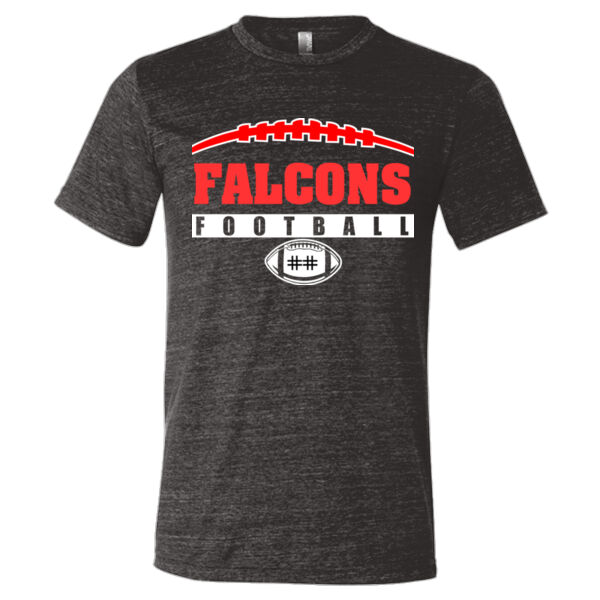 Falcons Football Outline with Player Number - Triblend Short Sleeve T-Shirt Thumbnail