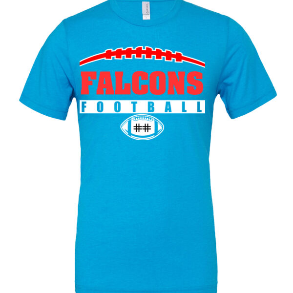 Falcons Football Outline with Player Number - Cotton/Polyester T-Shirt Thumbnail