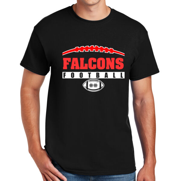 Falcons Football Outline with Player Number - DryBlend™ 50 Cotton/50 DryBlend™Poly T Shirt Thumbnail