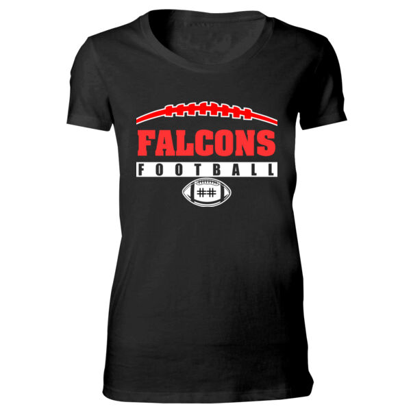 Falcons Football Outline with Player Number - Bella Favorite T-Shirt Thumbnail