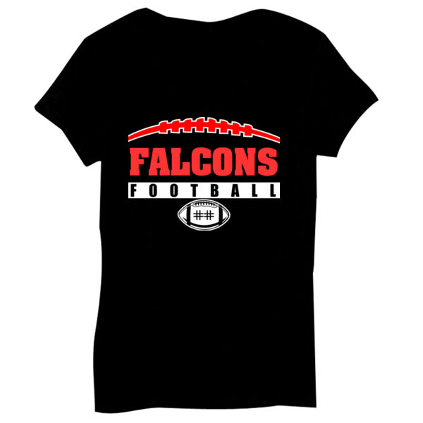 Falcons Football Outline with Player Number - Bella Short-Sleeve V-Neck T-Shirt Thumbnail