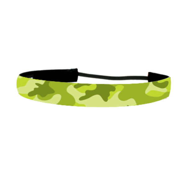 Bright Lime Green Camo - Non Slip Adjustable Headband Thumbnail