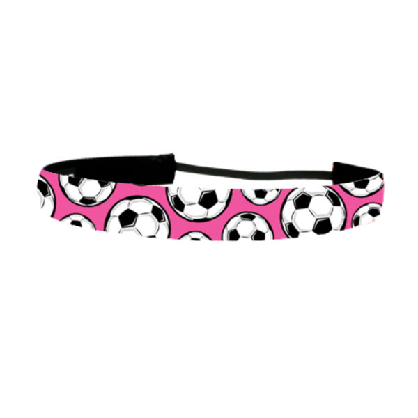 Soccer Balls Pink - Non Slip Adjustable Headband Thumbnail