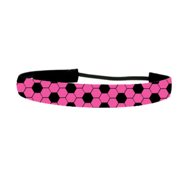 Soccer Ball Honeycomb Pink - Non Slip Adjustable Headband Thumbnail