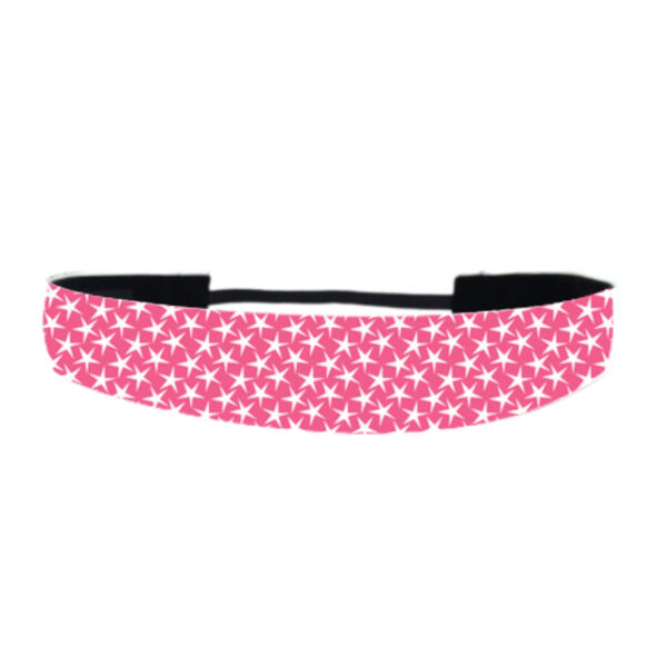 Hot Pink with White Stars - Non Slip Adjustable Headband Thumbnail