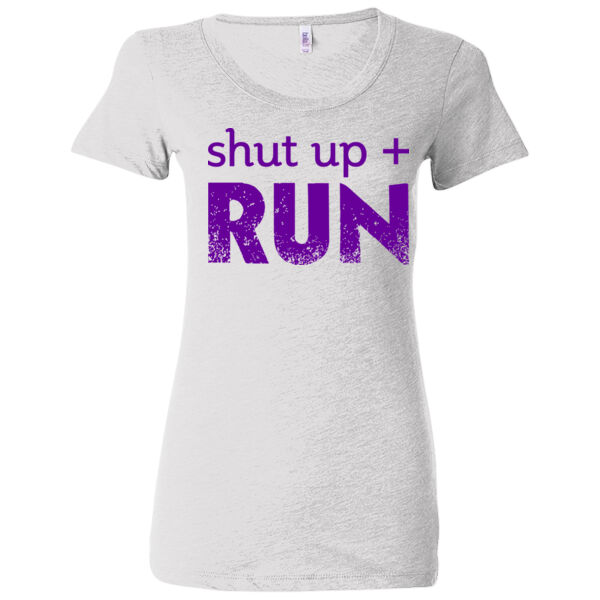 Shut Up & Run - Purple - (S) Ladies' Triblend Short Sleeve T-Shirt Thumbnail