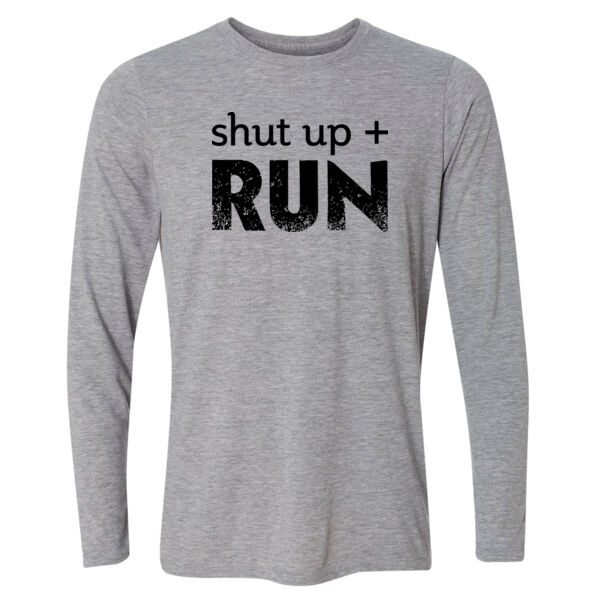Shut Up & Run - Black - Light Youth Long Sleeve Ultra Performance 100% Performance T Shirt Thumbnail