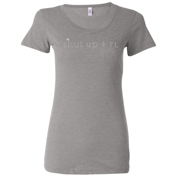 Shut Up and Run Rhinestone - Ladies' Triblend Short Sleeve T-Shirt Thumbnail