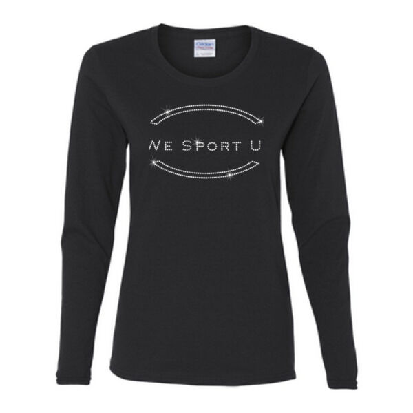 We Sport U Rhinestone Bling - Gildan Ladies Ultra Cotton™ Long Sleeve Missy Fit T Shirt Thumbnail