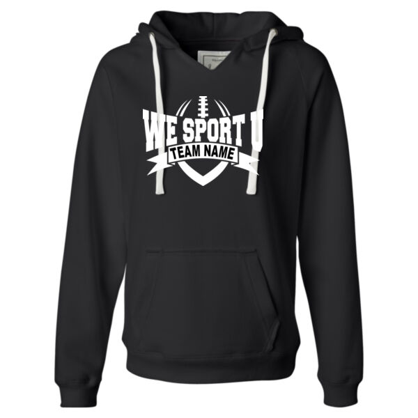 Custom We Sport U - Ladies' Sueded V-Neck Hooded Sweatshirt Thumbnail