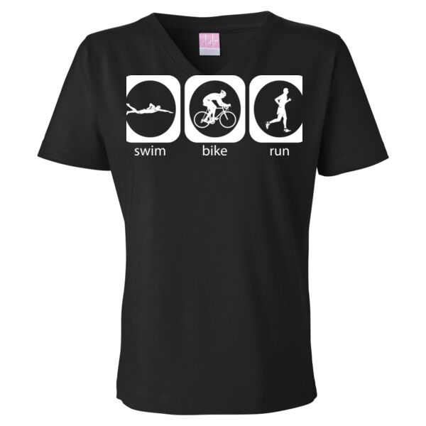 Triathlon Icons (M)  - Ladies' V-neck T-Shirt Thumbnail