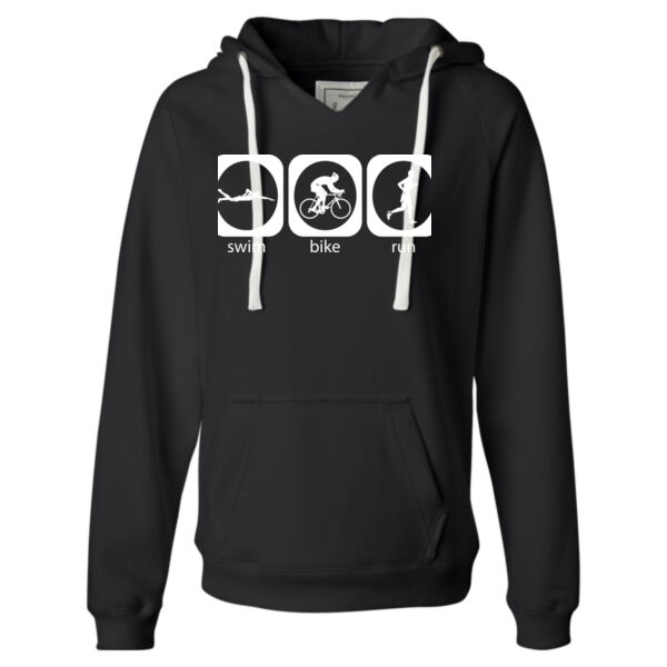 Triathlon Icons (M)  - Ladies' Sueded V-Neck Hooded Sweatshirt Thumbnail