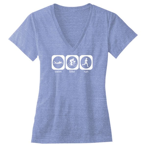 Triathlon Icons (F)  - Ladies' Triblend Deep V-Neck T-Shirt Thumbnail