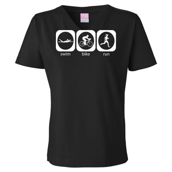 Triathlon Icons (F)  - Ladies' V-neck T-Shirt Thumbnail