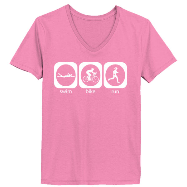 Triathlon Icons (F)  - Ladies ComfortSoft® V Neck T Shirt Thumbnail