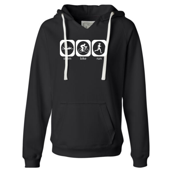 Triathlon Icons (F)  - Ladies' Sueded V-Neck Hooded Sweatshirt Thumbnail