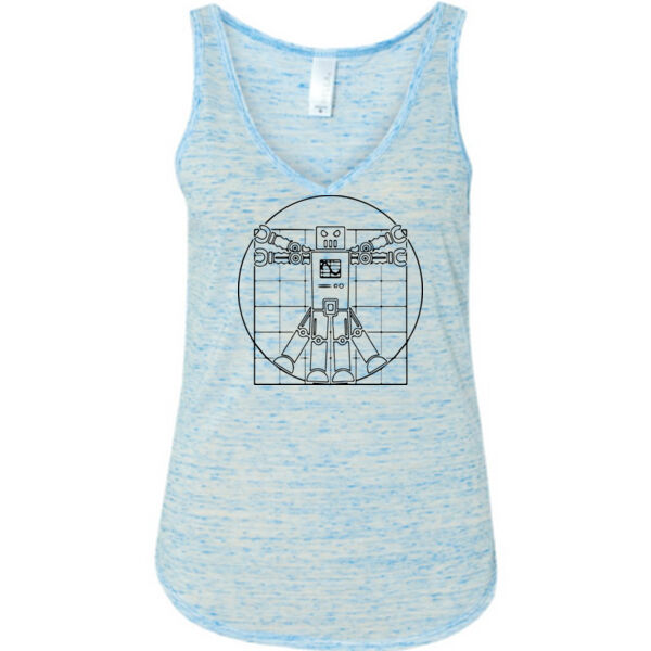 Vitruvian da Vinci Robot - Ladies' Flowy V-Neck Tank Thumbnail